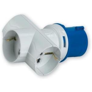Materiale elettrico adattatore spina cee 3 prese schuko colore bianco 1879