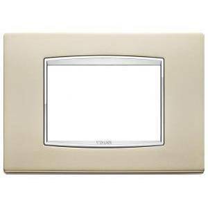 Eikon placca classic 3 moduli colore nichel satinato cornice cromato 20653.c22
