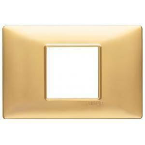 Plana placca 2 moduli centrali tecnopolimero colore oro opaco 14652.25
