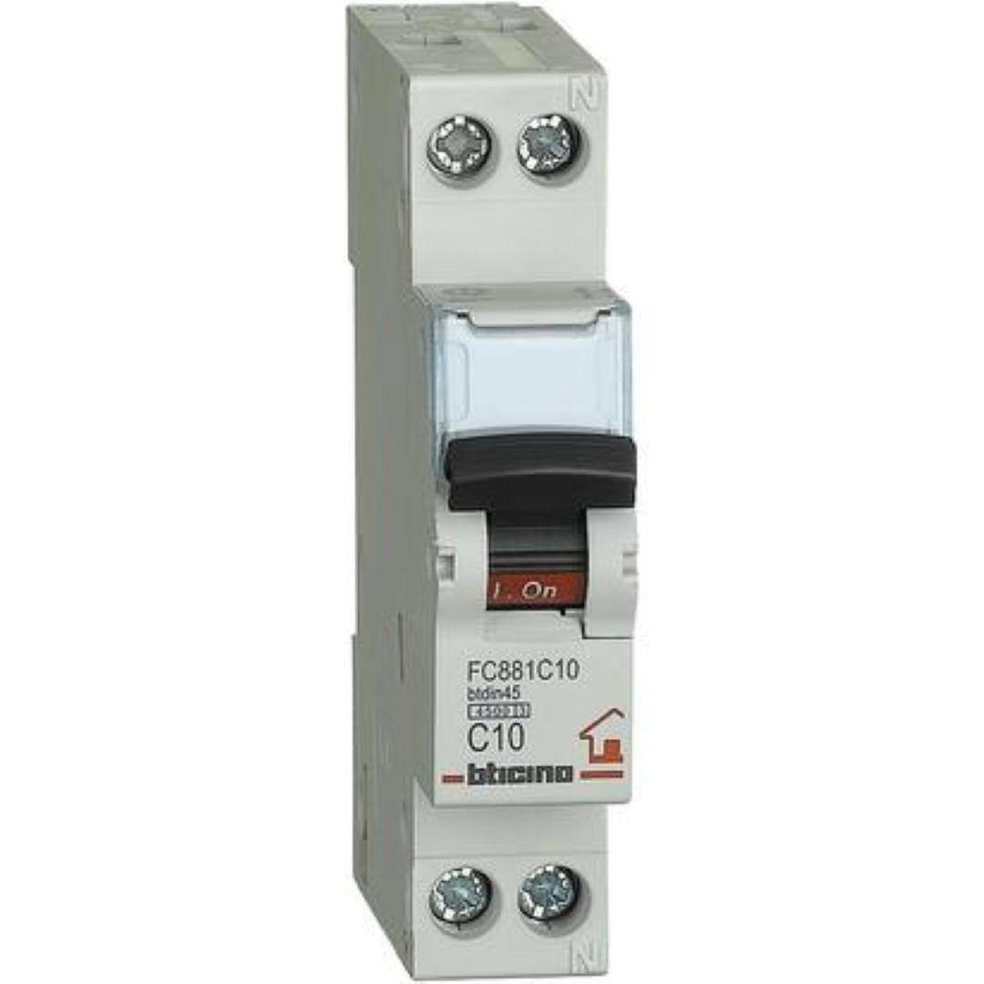 bticino bticino magnetotermico c10 1p+n 1m 4500a fc881c10 - foto 1