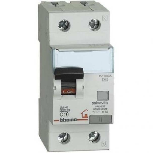 bticino bticino magnetotermico differenziale ac 1 polo + neutro 30ma 10a 4500ka gc8813ac10 - foto 1