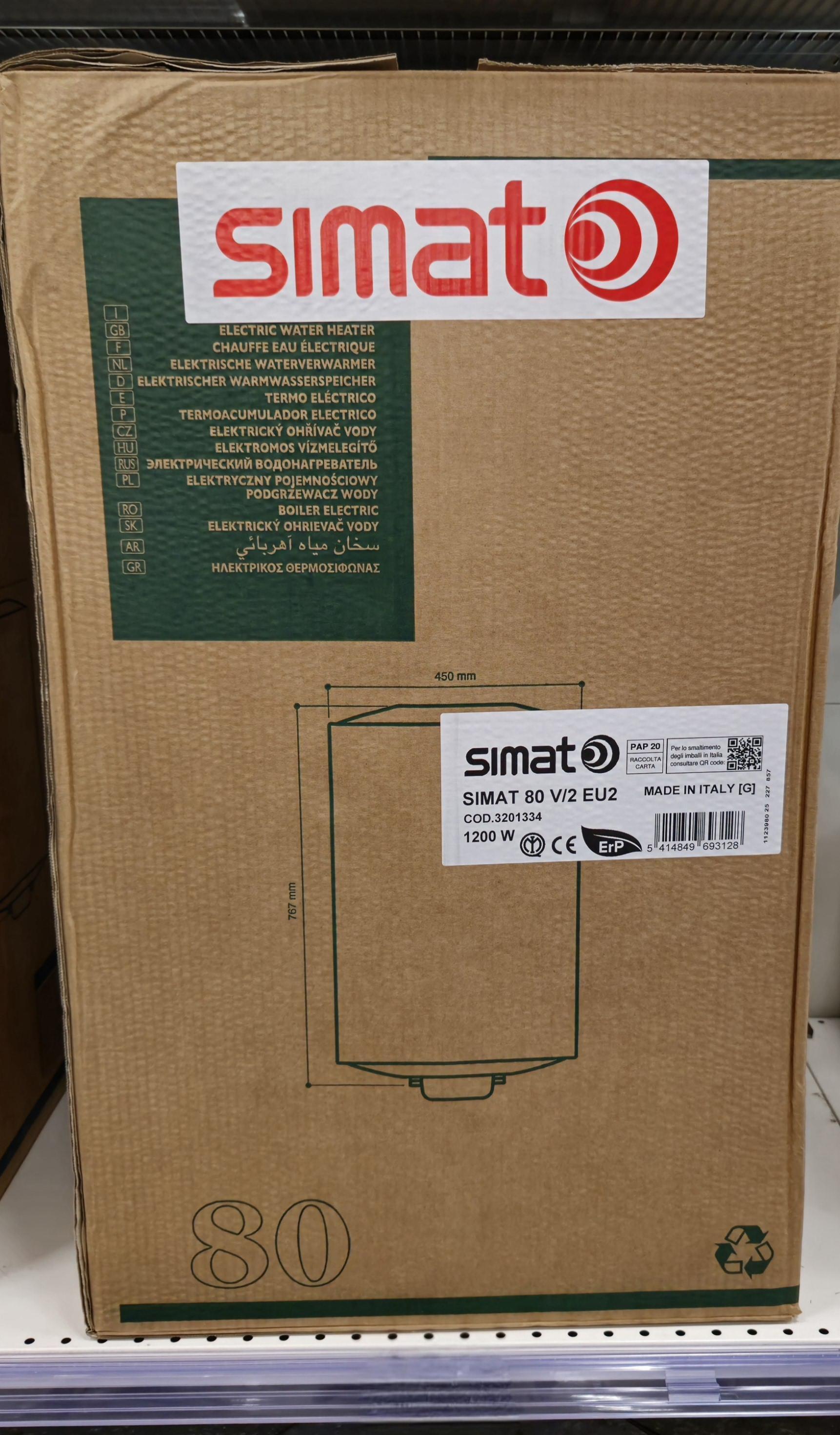 simat simat scaldabagno 80lt verticale 1200w i110255080 - foto 2