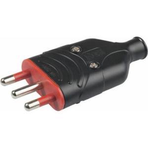 Materiale elettrico spina in gomma antischiacciamento 2p+t 10a nera rs78004