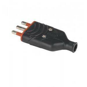 Materiale elettrico spina in gomma antischiacciamento 2p+t 16a nera rs78007