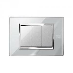 Expi' placca vetro grigio opale 3 moduli 13003.go