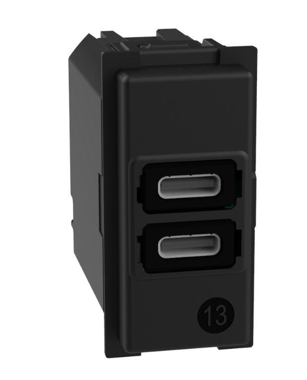 Caricatore Usb Bticino LivingNow con due porte tipo C 15W K4286C2 - K4191CC 01