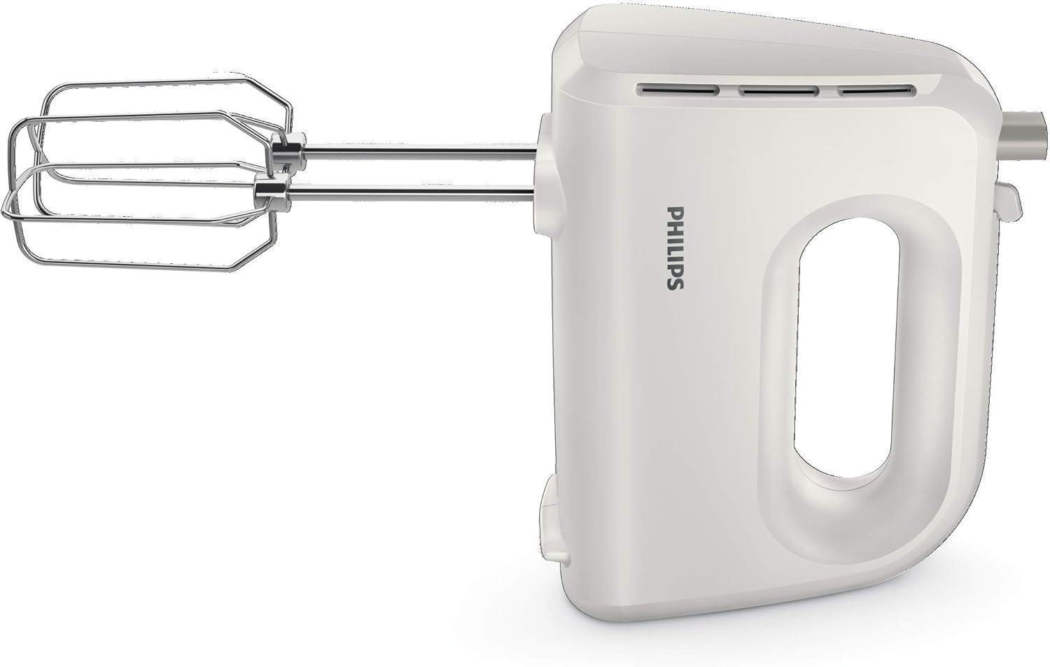 sbattitore elettrico philips 300w con fruste in acciaio e design ergonomico per impastare dolci e pane