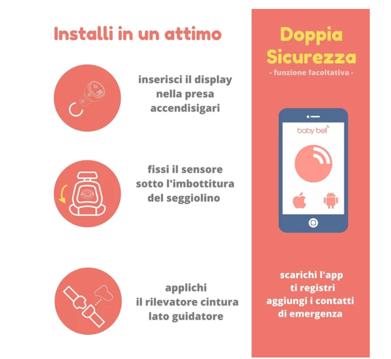 installazione baby bell plus display pad e accessorio cintura istruzioni installazione baby bell plus inserimento display accendisigari posizionamento pad e accessorio cintura