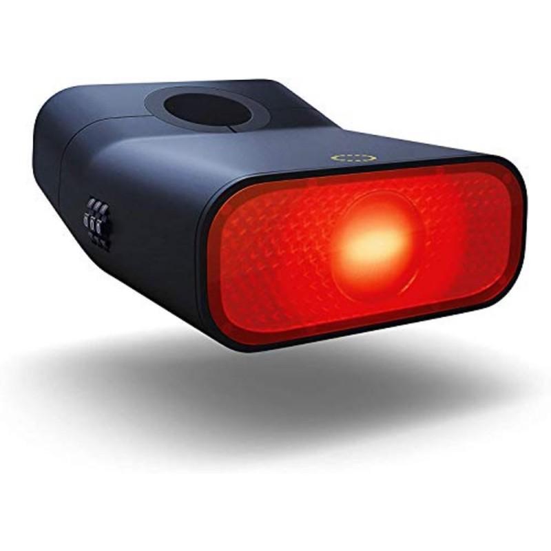 luce posteriore bicicletta LED Nilox accesa con riflettore rosso