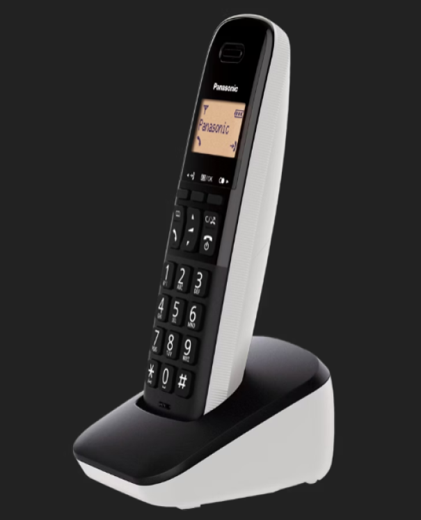 telefono cordless panasonic dect con base di ricarica vista laterale