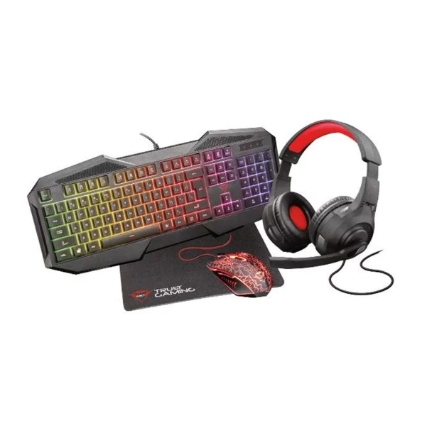 Kit Completo Trust Tastiera, Mouse, Cuffie e Tappetino per PC e Gaming - 24234 01