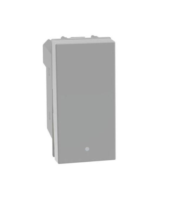 Pulsante in apertura Bticino MatixGo 1P NO NC 10A illuminabile grigio - JG4034 01