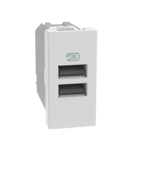 Caricatore Usb Bticino MatixGo due porte tipo A 1 modulo bianco - JW4191AA 01