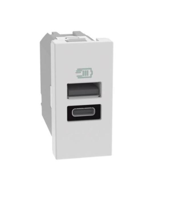 Caricatore Usb Bticino MatixGo porta tipo A e C 1 modulo bianco - JW4191AC 01