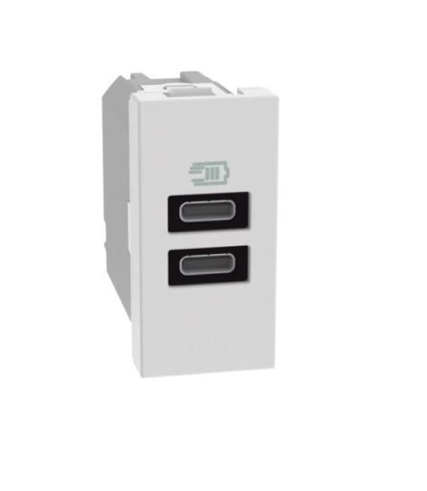Caricatore Usb Bticino MatixGo due porte tipo C 1 modulo bianco - JW4191CC 01