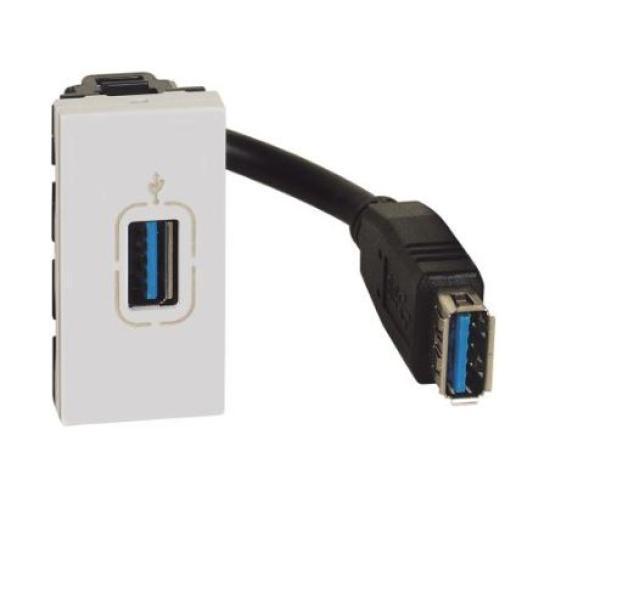 Connettore Usb Bticino MatixGo tipo A pre connesso bianco -  JW4285P 01