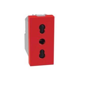 Presa bipasso  matixgo 2p+t 16a antibatterico rosso - j4180rab