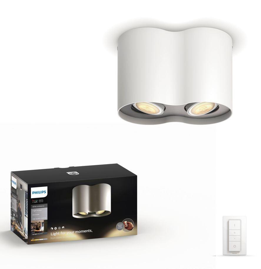 Faretto doppio Philips Hue Pillar con dimmer switch GU10 5,5W 2200-6500K bianco - 5633231P7 02