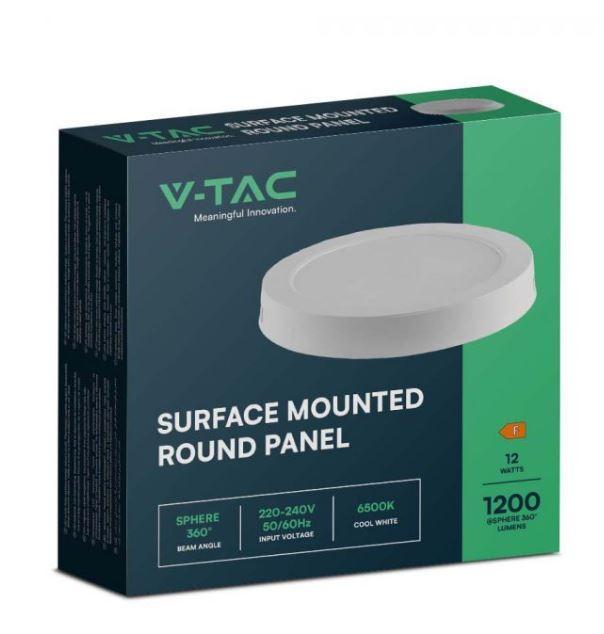 Pannello led V-tac montaggio in superficie retroilluminato 12W 6500K VT-60012-RD -  7875 02
