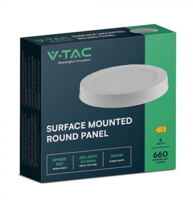 Pannello led V-tac montaggio in superficie retroilluminato 6W 6500K VT-60006-RD - 7872 02