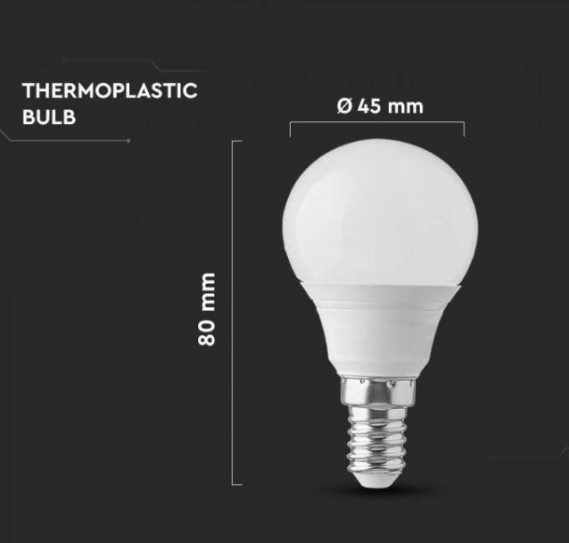 Lampadina led P45 V-tac chip Samsung E14 6,5W 3000K VT-270-N - 863 - 21863 05