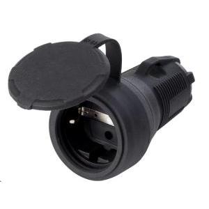 Presa mobile  in gomma 2p+t 16a ip54 nero -  83410