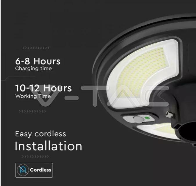 Testa palo led solare V-tac 10W 4000K IP65 con sensore di movimento VT-65W - 5152 06