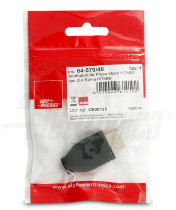 Adattatore Alpha Elettronica da presa HDMI tipo D a spina HDMI -  64-579/40 03