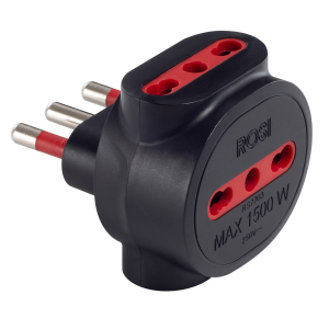 Adattatore triplo  materiale elettrico 3 prese e una spina nero - rs7703n