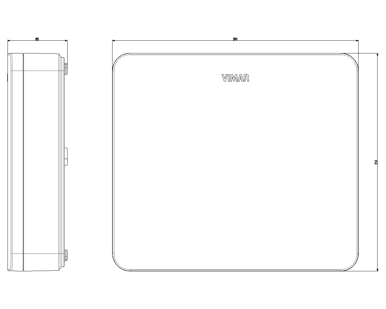 disegno tecnico scatola vimar by alarm plus con quote 350 310 65 mm disegno tecnico scatola vimar by alarm plus con quote 350 310 65 mm