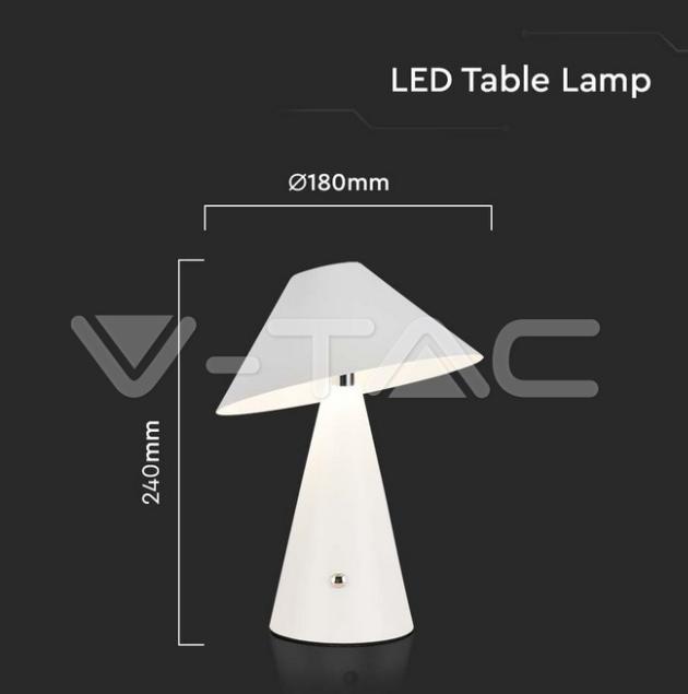 Lampada da tavolo led V-tac ricaricabile 3W 3000K bianco VT-1051 - 7948 05
