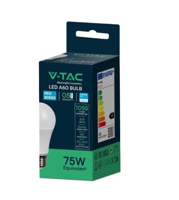 Lampadina led A60 V-tac chip Samsung 10,5W E27 4000K VT-211 - 21178 02