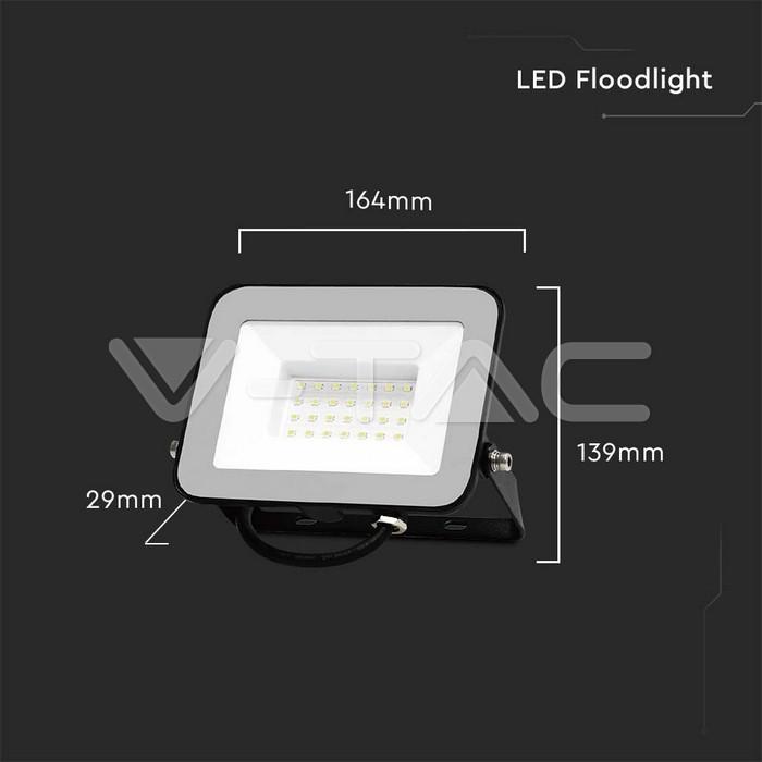 Proiettore LED V-tac 30W luce fredda 6500K colore nero VT-44030 - 10022 05