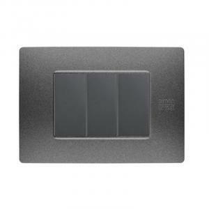 Flexa placca tecnopolimero grafite 3 moduli 11803.gf
