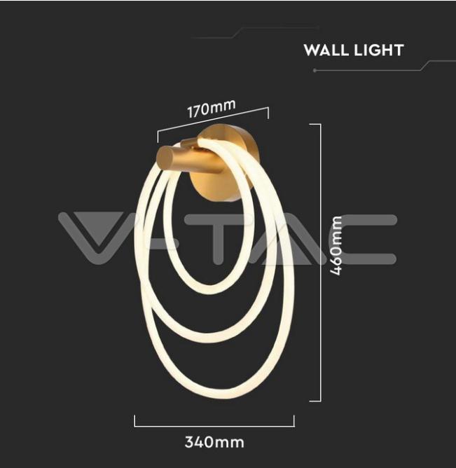 Lampada da parete led V-tac 37W 3000K corpo in oro VT-7927  - 15348 03