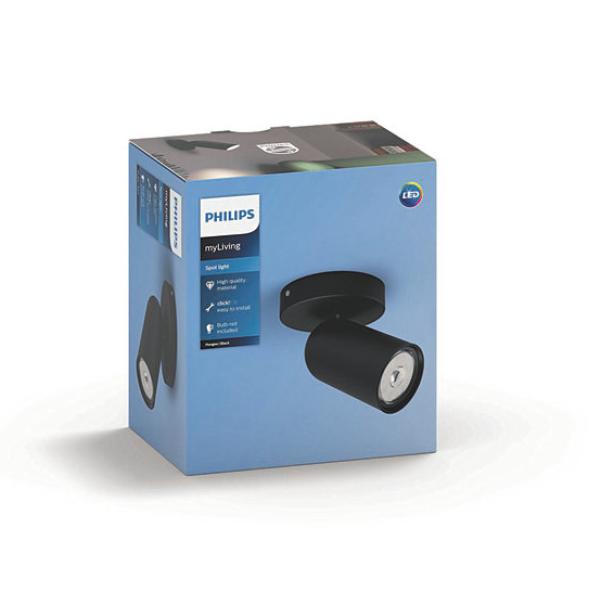 Faretto singolo Philips Pongee 1xGU10 nero - 5058130PN 02