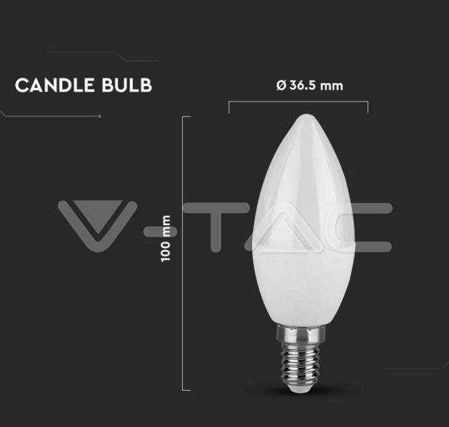 Lampadina led a candela V-tac chip Samsung 6,5W E14 4000K VT-268  - 21112 05