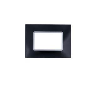 Placca di vetro 3 moduli  gem compatibile con vimar plana nero - 6003bl-2