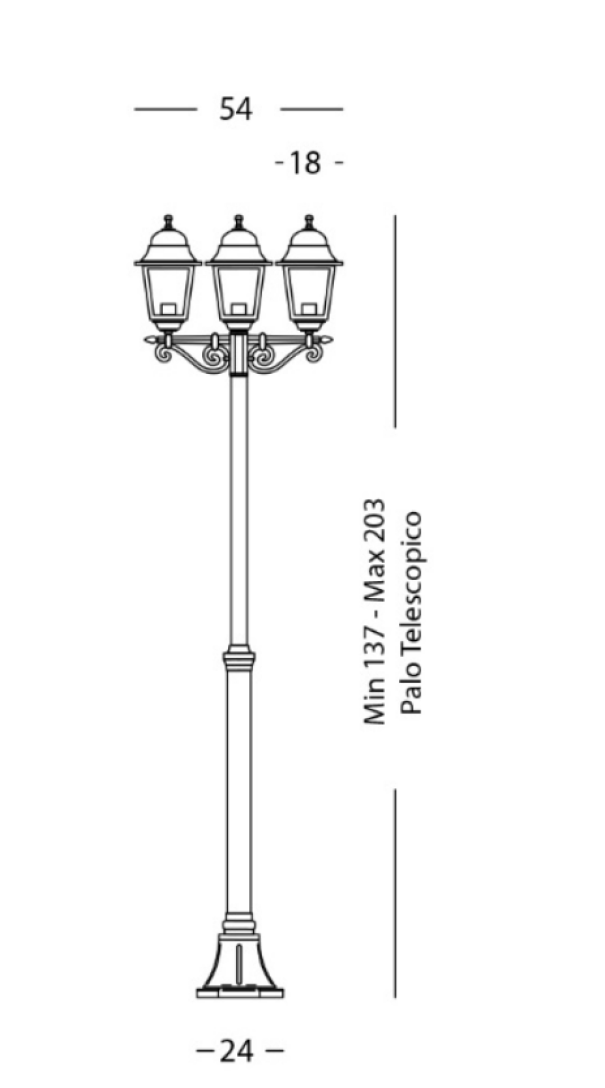 Palo telescopico 3 luci Sovil Mini Q 3xE27 max 60W nero - 133.102/06 02