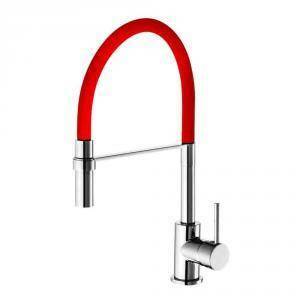 Idro-bric rubinetto miscelatore mix lavello bocca alta serie winter colore rosso scarub0779ro
