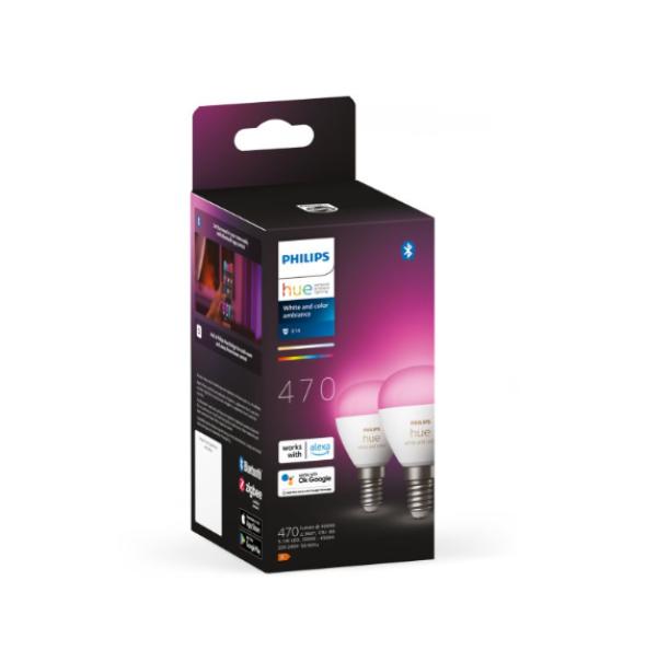 Lampadina led connessa Philips Hue 2xE14 40W white and color ambiance - 49128100 04