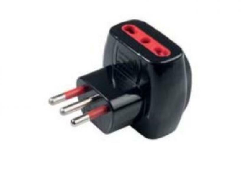 rosi rosi materiale elettrico adattatore triplo 2p+t 10a 250v colore nero rs78042t - foto 1