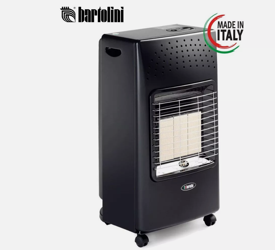 Stufa a gas GPL infrarossi portatile nera Bartolini IB221IT per riscaldamento domestico sicuro ed efficiente