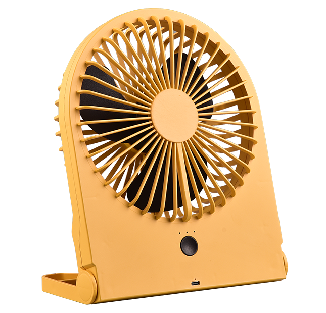 Ventilatore da tavolo a batteria Trio Lighting Breezy 3 velocitu00e0 USB-C giallo brillante - R044-83 01