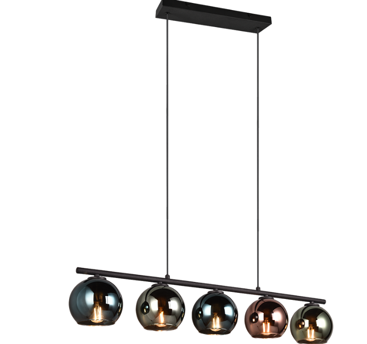 Sospensione Trio Lighting Sheldon 5xE14 max 10W nero opaco - R31305017 01