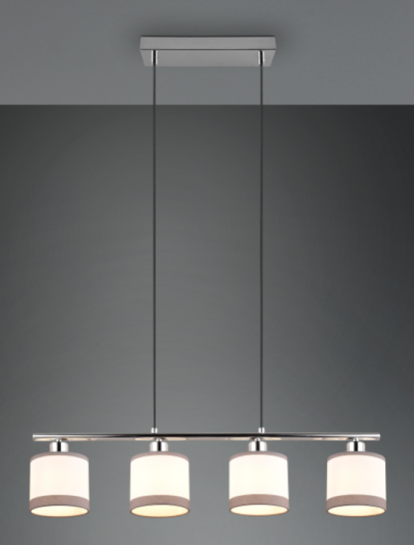Sospensione Trio Lighting Davos 4xE14 max 10W cromo bianco - R31554006 02