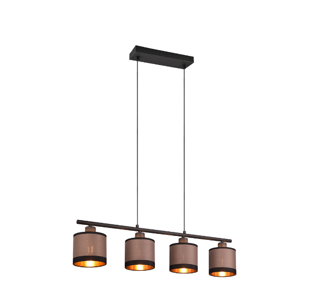 Sospensione Trio Lighting Davos 4xE14 max 10W nero opaco taupe - R31554041 01