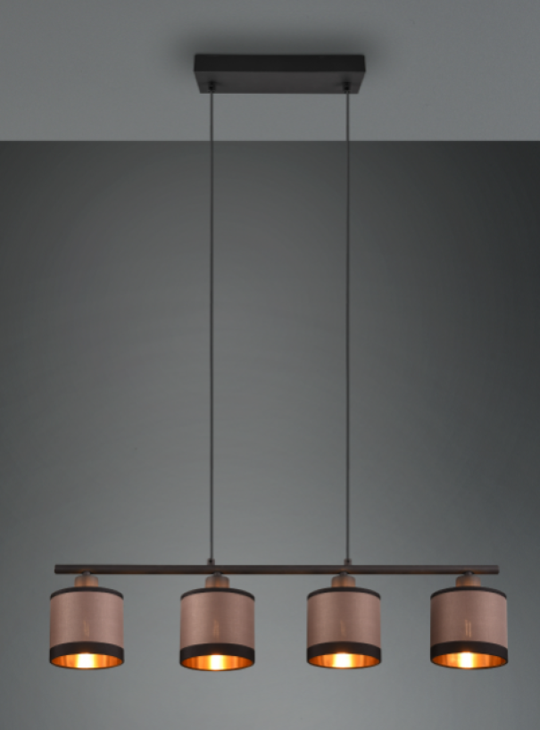 Sospensione Trio Lighting Davos 4xE14 max 10W nero opaco taupe - R31554041 02