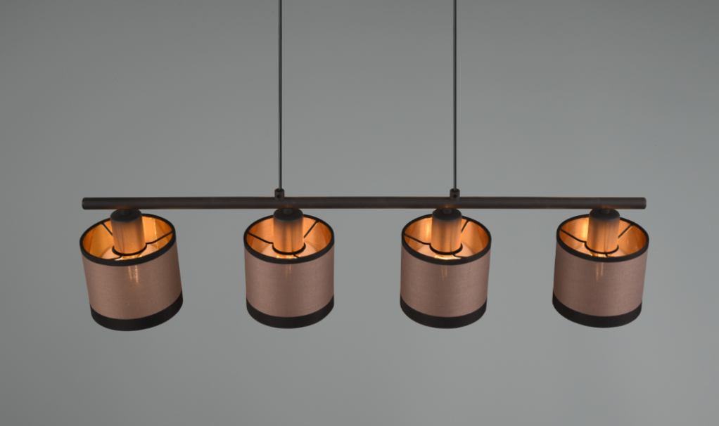 Sospensione Trio Lighting Davos 4xE14 max 10W nero opaco taupe - R31554041 03