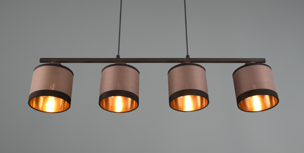 Sospensione Trio Lighting Davos 4xE14 max 10W nero opaco taupe - R31554041 04